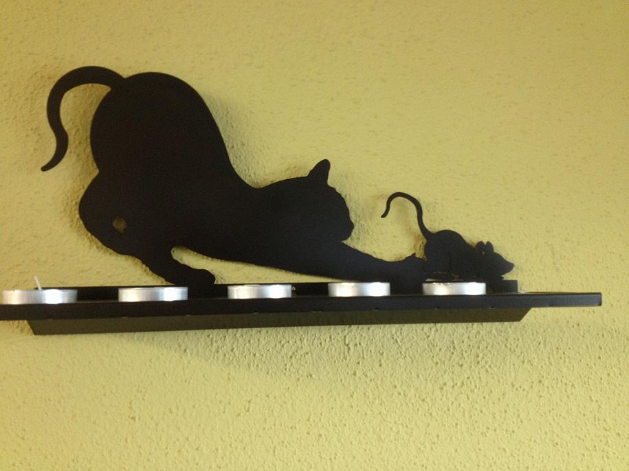 Kerzenwandschmuck Stahl schwarz verzinkt