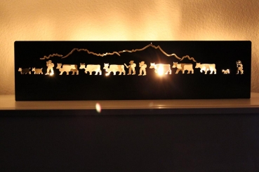 Tischleuchte mit Alpaufzug lang Stahl schwarz verzinkt