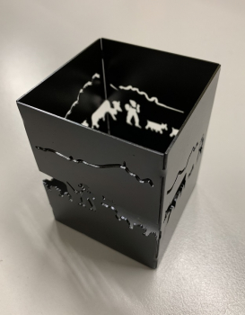 Tischlämpchen mit Alpaufzug Stahl schwarz verzinkt