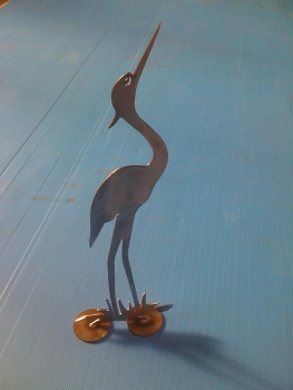 Kranich 2D klein Stahl rostend