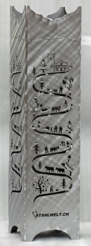 Blumensäule mit Alpaufzugmotiv