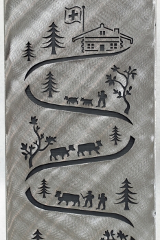 Preview: Blumensäule mit Alpaufzugmotiv