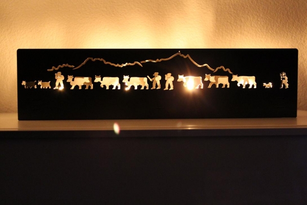 Tischleuchte mit Alpaufzug lang Stahl schwarz verzinkt