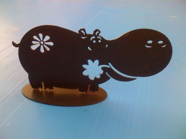 Flusspferd 2D gross Stahl oxynitriert