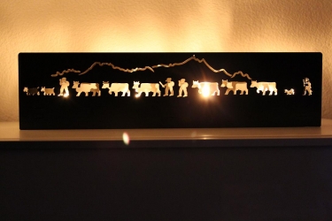 Tischleuchte mit Alpaufzug lang Stahl schwarz verzinkt