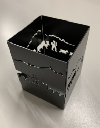 Tischlämpchen mit Alpaufzug Stahl schwarz verzinkt